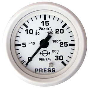 Faria Dress White 2" Water Pressure Gauge (30 PSI) - TRAPSKI