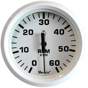 Faria Dress White 4" Tachometer - 6000 RPM (Gas) (Inboard I/O) - TRAPSKI