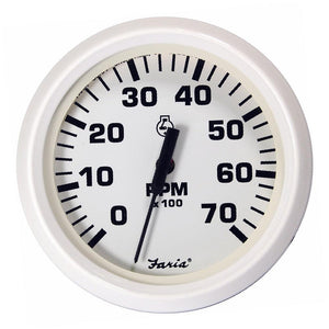 Faria Dress White 4" Tachometer - 7000 RPM (Gas) (All Outboards) - TRAPSKI