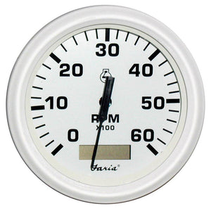 Faria Dress White 4" Tachometer w/Hourmeter - 6000 RPM (Gas) (Inboard) - TRAPSKI
