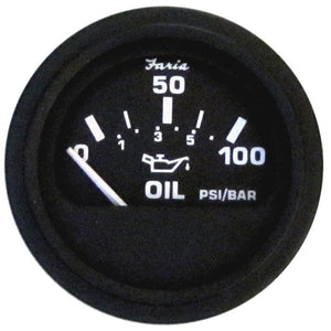 Faria Euro Black 2" Oil Pressure Gauge (100 PSI) - TRAPSKI