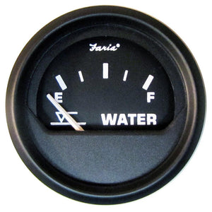 Faria Euro Black 2" Tank Level Gauge - Potable Water - TRAPSKI