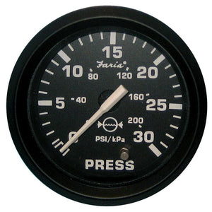 Faria Euro Black 2" Water Pressure Gauge (30 PSI) - TRAPSKI