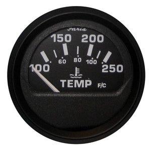 Faria Euro Black 2" Water Temperature Gauge (100-250 DegreeF) - TRAPSKI