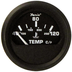 Faria Euro Black 2" Water Temperature Gauge - Metric (40 to 120 C) - TRAPSKI