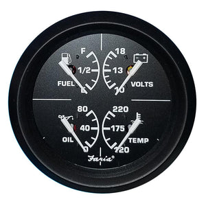 Faria Euro Black 4" Multifunction Gauge - Volt/Fuel/Oil/Water Temperature - TRAPSKI