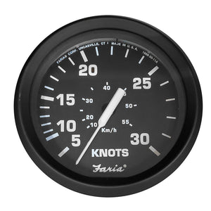 Faria Euro Black 4" Speedometer - 30 Knot (Pitot) - TRAPSKI