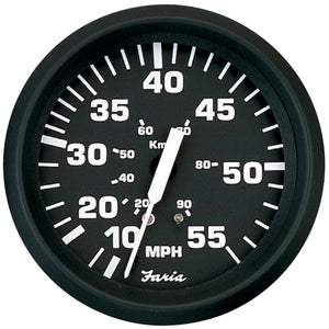 Faria Euro Black 4" Speedometer - 55MPH (Pitot) - TRAPSKI