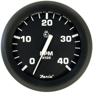 Faria Euro Black 4" Tachometer - 4000 RPM (Diesel) (Mechanical Takeoff) - TRAPSKI
