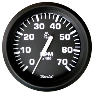 Faria Euro Black 4" Tachometer - 7,000 RPM (Gas - All Outboard) - TRAPSKI