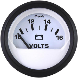 Faria Euro White 2" Voltmeter (10-16 VDC) - TRAPSKI