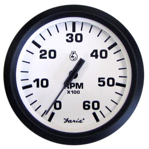 Faria Euro White 4" Tachometer - 6000 RPM (Gas) (Inboard I/O) - TRAPSKI