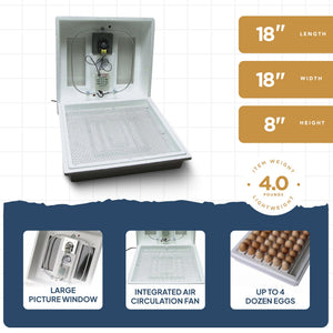 Farm Innovators 40W Digital Circulated Air Incubator for Up to 4 Eggs (4 Pack)