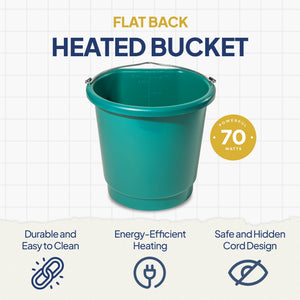 Farm Innovators 3 Gal Flat Back Plastic Heated Bucket, 70 Watt, Green (3 Pack) - TRAPSKI