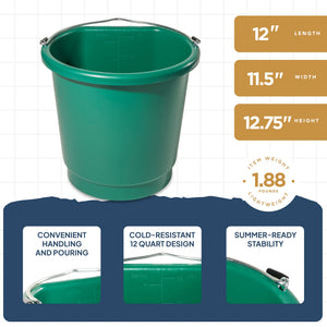Farm Innovators 3 Gal Flat Back Plastic Heated Bucket, 70 Watt, Green (4 Pack) - TRAPSKI