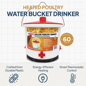 Farm Innovators Heated 2 Gallon Poultry Water Bucket Drinker, White/Red (3 Pack) - TRAPSKI