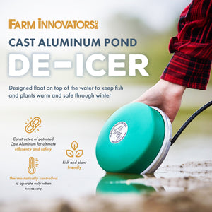 Farm Innovators P-418 Cast Aluminum 1250 Watt Pond Float De-Icer Heater, 2 Pack
