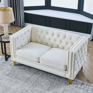 Upholstered Couch Sofa With Button Tufting For Living Room