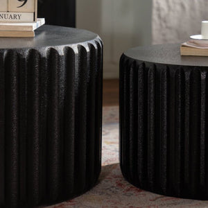 Black Scalloped Round Coffee Table Set