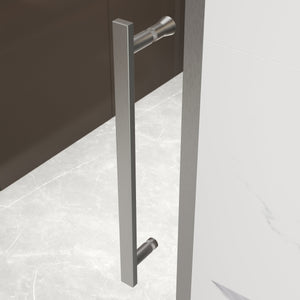 50-54"W x 74"H Pivot Shower Door with 5/16" Tempered Glass - Brushed Nickel Finish