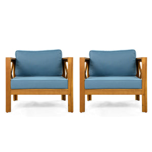 Patio Conversation Set, Outdoor Wood Conversation Seat (Set of 2)