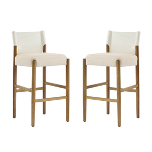 28.5'' Modern Solid Wood Bar Stool with Polyester Cushion - Set of 2