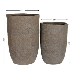 Round Concrete Planter Set of 2, Large Indoor & Outdoor Planter Pots