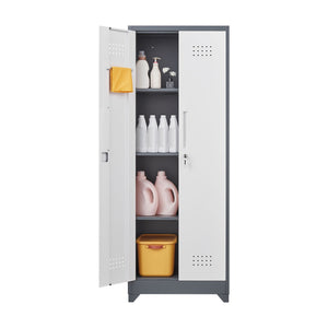 Lockers With Locking Doors, Adjustable Shelves, High Broom Tool Storage Cabinet