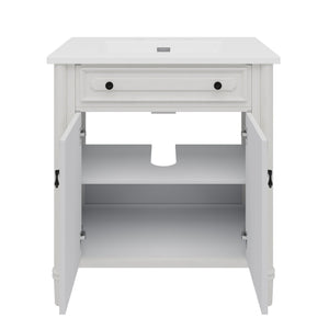 Vintage Bathroom Vanity With Sink, Rustic Cabinet With Soft Close Doors