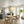 3-Light Gold Fabric Drum Pendant Light