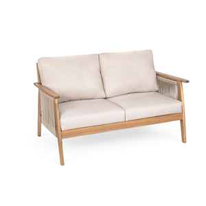 Outdoor 4pc Acacia Wood and Rope Sectional Patio Sofa Set