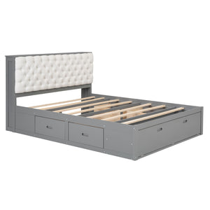 Platform Bed With Storage Headboard, Shoe Rack And 4 Drawers