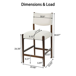 26.4" Solid Wood Counter Height Barstools, Modern Bar Stools Set of 2