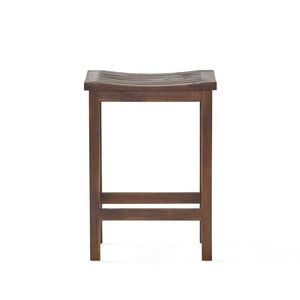 Outdoor Acacia Wood Counter Height Barstool Set of 2