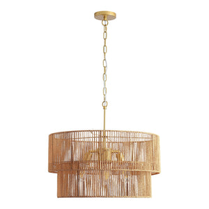 Chandelier, 2 Tier Boho Wabi Sabi Pendant Light, Hanging Ceiling Lamp - Gold