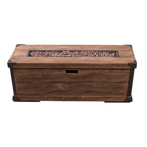 Outdoor Patio Rectangle Gas Burning Fire Pit - Wood Pattern