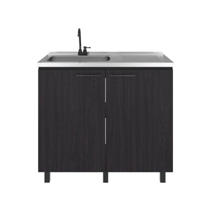 Alatna Freestanding Utility Base Cabinet with Stainless Steel Countertop and Faucet