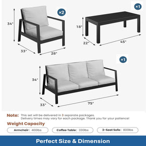 Modern 5 Seat Outdoor Patio Furniture Set With Coffee Table