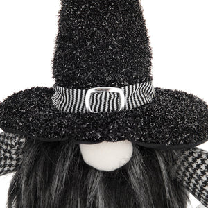 Set of 2 Black Fabric Gnomes with 'Boo' Banner