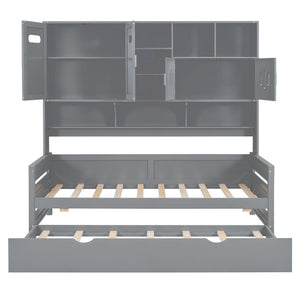 Daybed With All-In-One Cabinet And Shelf