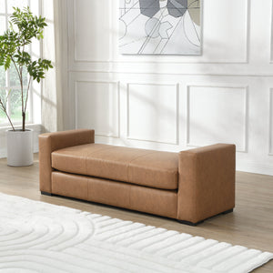Stylish and Durable Brown Faux Leather Bench
