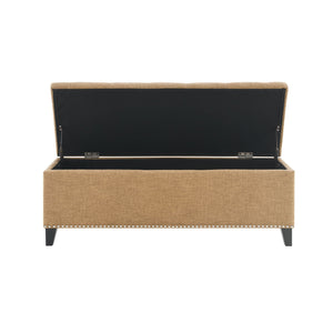 Button-Tufted Storage Ottoman With Safety Close Hinge