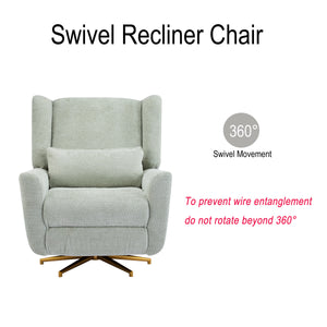 Power Recliner Chair Swivel with Boucle Upholstery and 360° Swivel