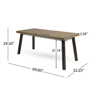 Acacia Wood Dining Table with Slat Design