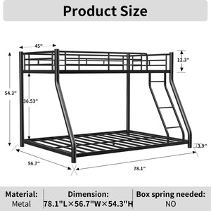 Bunk Bed Frame With Ladder And Guardrail, Heavy Duty Noise Free Design Metal Construction