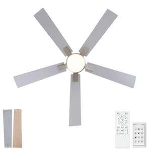 Low Profile Flush Mount Intergrated LED Ceiling Fan With Light And Reversible Quiet Motor