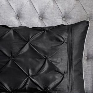 7 Piece Tufted Comforter Set Black Queen