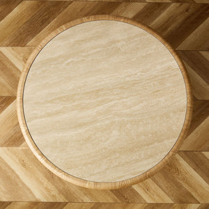 Round Coffee Table with Sturdy MDF Pedestal