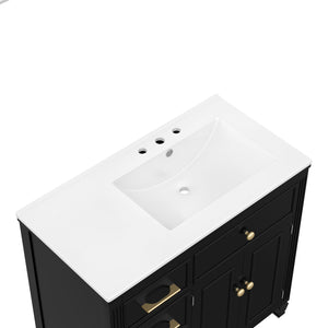 Modern Bathroom Vanity With Ceramic Sink, Freestanding
