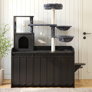 50.6" Cat Tree with Litter Box Enclosure and Sisal Scratching Post